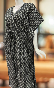 Black Manga Motif Pure Cotton Kaftan .Pure Durable Cotton | Laces and Frills - Laces and Frills