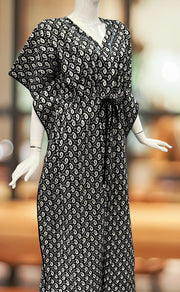 Black Manga Motif Pure Cotton Kaftan .Pure Durable Cotton | Laces and Frills - Laces and Frills