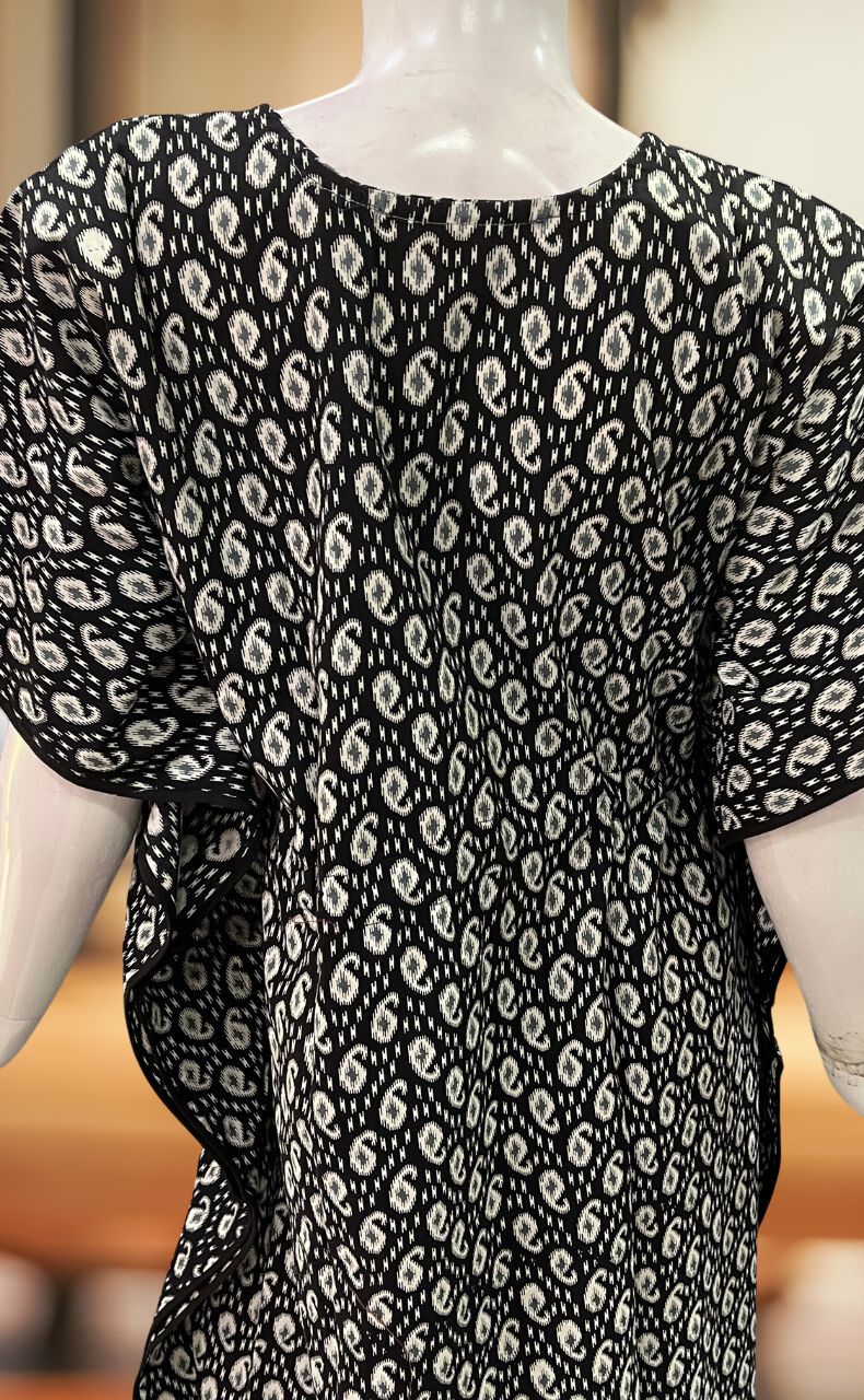 Black Manga Motif Pure Cotton Kaftan .Pure Durable Cotton | Laces and Frills - Laces and Frills
