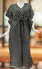 Black Manga Motif Pure Cotton Kaftan .Pure Durable Cotton | Laces and Frills - Laces and Frills