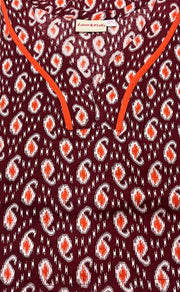 Maroon Manga Motif Pure Cotton Kaftan .Pure Durable Cotton | Laces and Frills - Laces and Frills