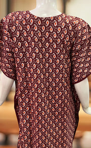 Maroon Manga Motif Pure Cotton Kaftan .Pure Durable Cotton | Laces and Frills - Laces and Frills
