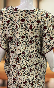 Off White/Green Kalamkari Pure Cotton Kaftan .Pure Durable Cotton | Laces and Frills - Laces and Frills