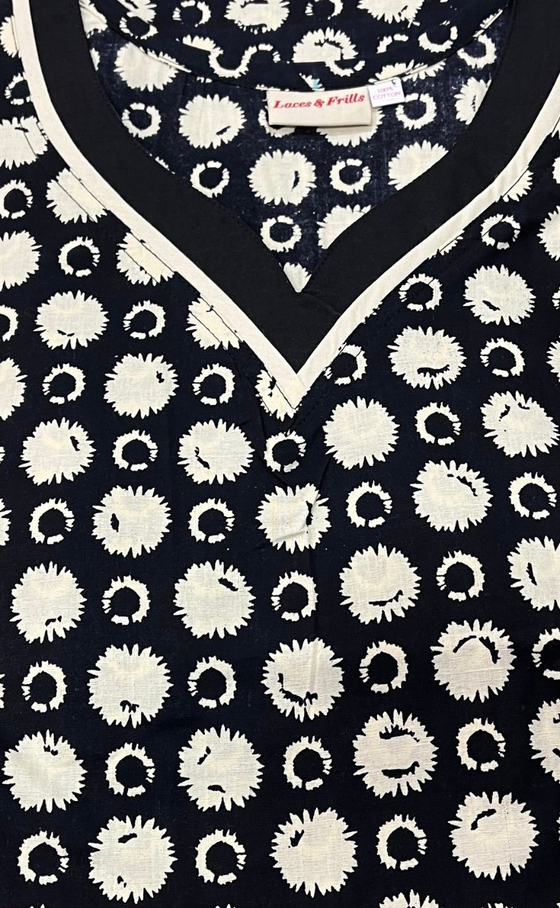 Black Flora Pure Cotton Kaftan .Pure Durable Cotton | Laces and Frills - Laces and Frills