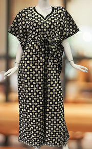 Black Flora Pure Cotton Kaftan .Pure Durable Cotton | Laces and Frills - Laces and Frills