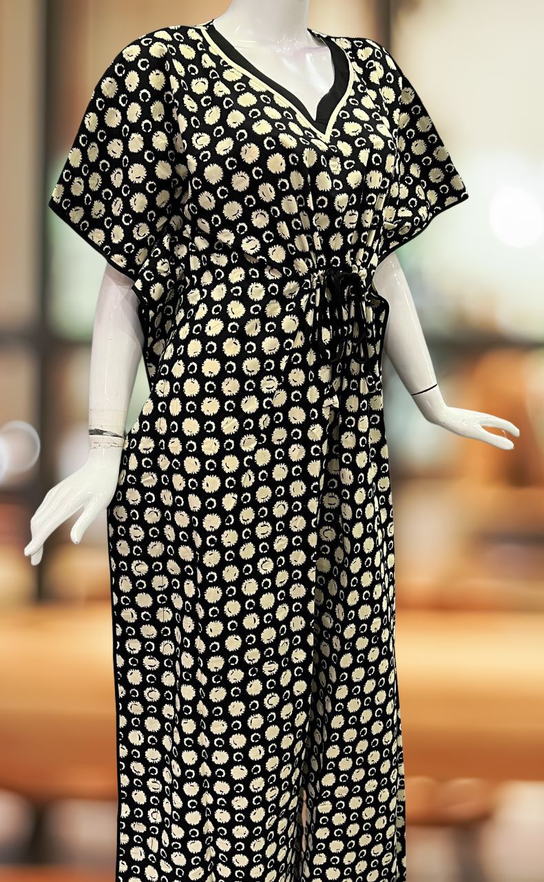Black Flora Pure Cotton Kaftan .Pure Durable Cotton | Laces and Frills - Laces and Frills