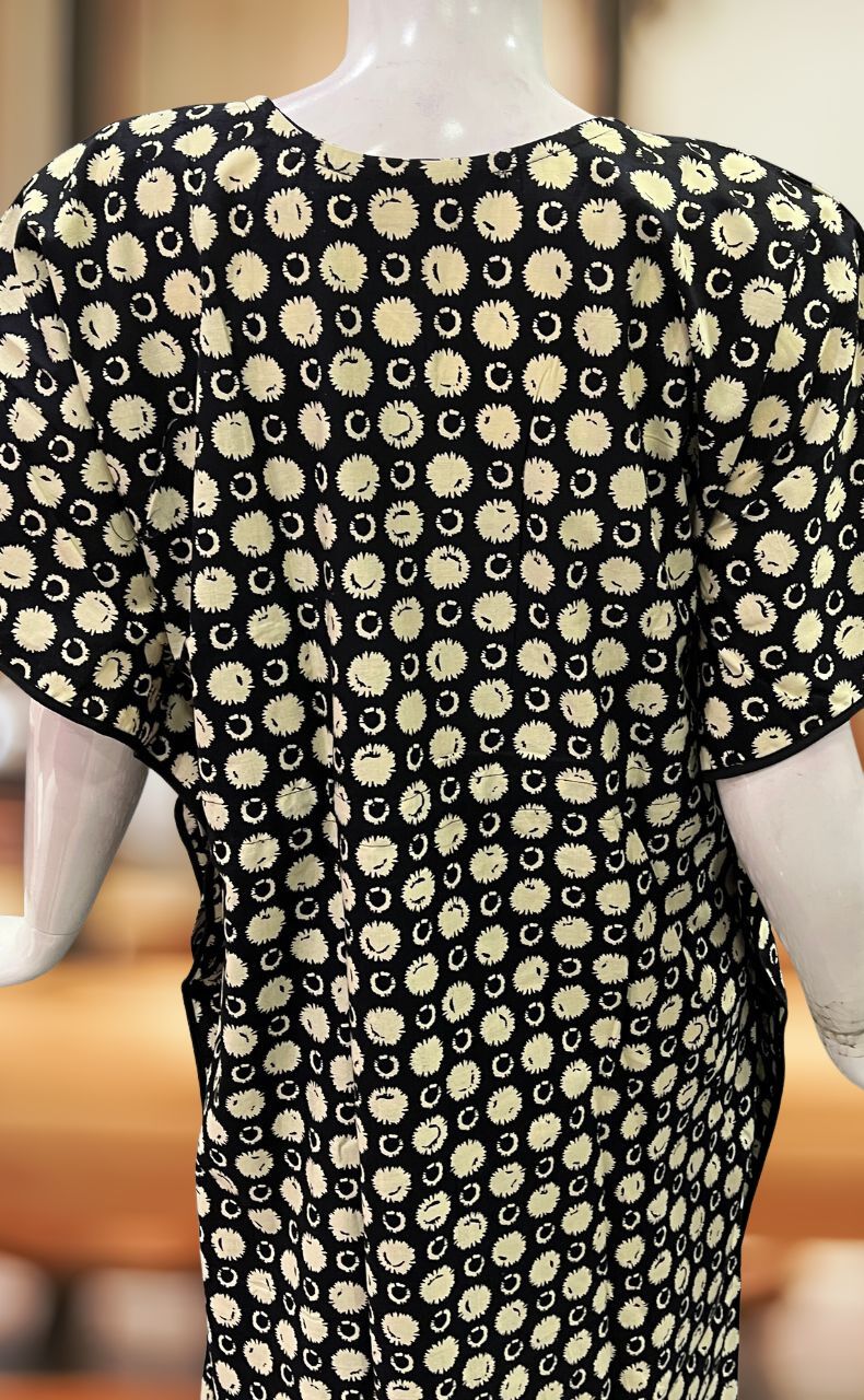 Black Flora Pure Cotton Kaftan .Pure Durable Cotton | Laces and Frills - Laces and Frills