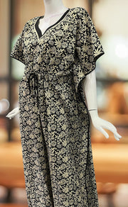 Black Flora Pure Cotton Kaftan .Pure Durable Cotton | Laces and Frills - Laces and Frills