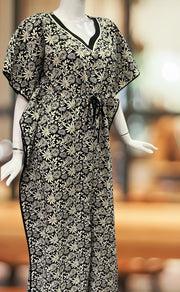 Black Flora Pure Cotton Kaftan .Pure Durable Cotton | Laces and Frills - Laces and Frills