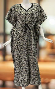Black Flora Pure Cotton Kaftan .Pure Durable Cotton | Laces and Frills - Laces and Frills