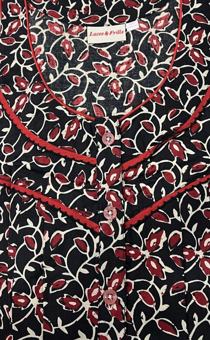 Black Garden Pure Cotton Nighty. Pure Durable Cotton | Laces and Frills