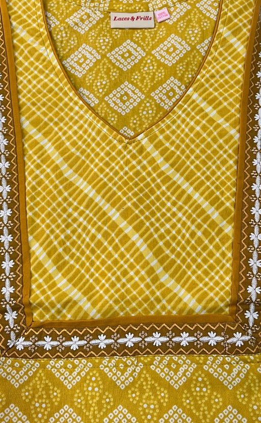 Yellow Bandini Pure Cotton XXL Nighty .Pure Durable Cotton | Laces and Frills - Laces and Frills