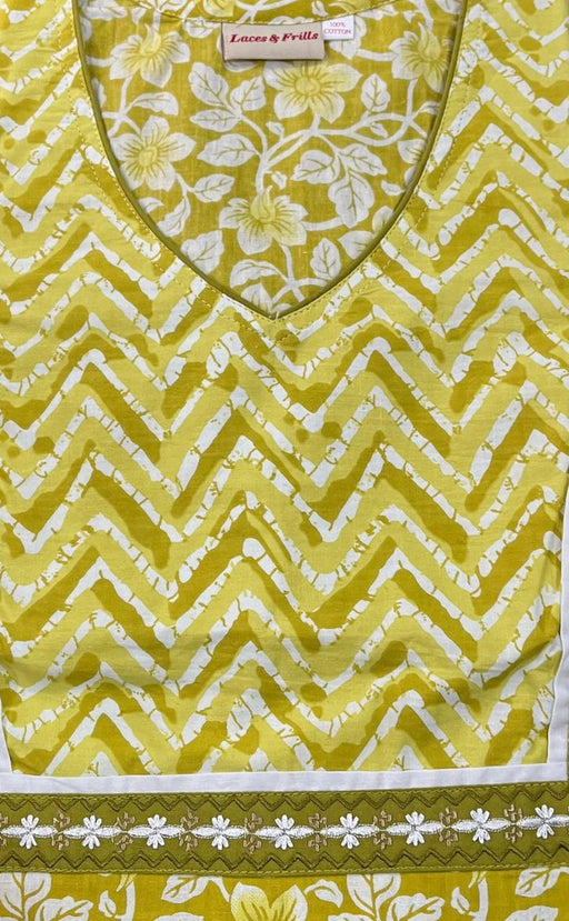 Yellow Floral Garden Pure Cotton Nighty. Pure Durable Cotton | Laces and Frills - Laces and Frills
