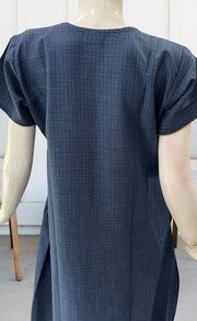 Blue Embroidery Rayon Nighty.  Flowy Rayon Fabric | Laces and Frills - Laces and Frills