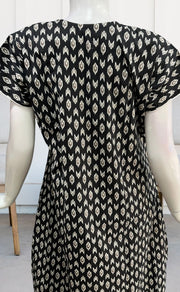 Black/White Ikkat A Line  Pure Cotton Nighty. Pure Durable Cotton | Laces and Frills - Laces and Frills
