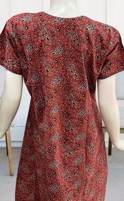 Maroon Motif Garden A Line Pure Cotton Nighty. Pure Durable Cotton | Laces and Frills - Laces and Frills