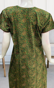 Green Motif Garden A Line Pure Cotton Nighty. Pure Durable Cotton | Laces and Frills - Laces and Frills