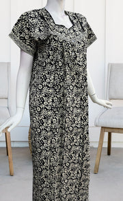 Black Batik Pure Cotton Nighty. Pure Durable Cotton | Laces and Frills - Laces and Frills