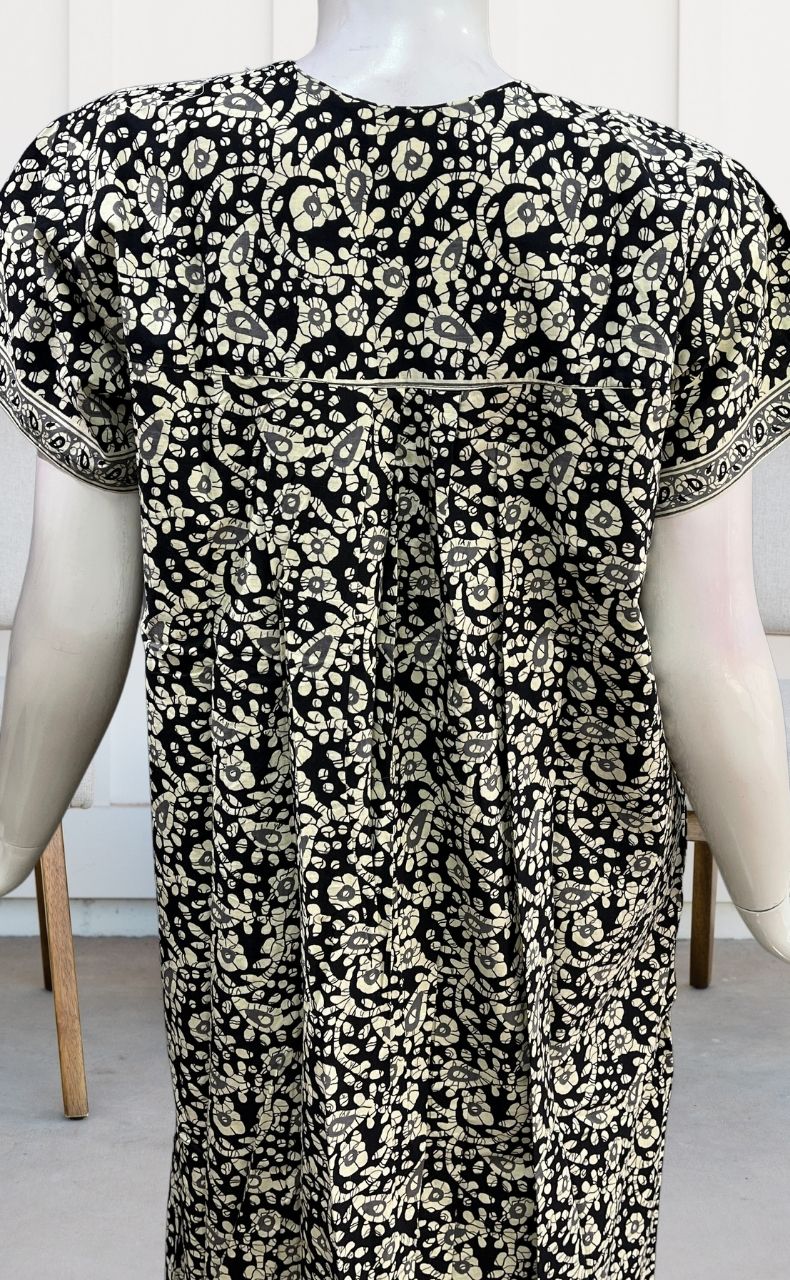 Black Batik Pure Cotton Nighty. Pure Durable Cotton | Laces and Frills - Laces and Frills