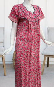 Pink Garden Pure Cotton Nighty. Pure Durable Cotton | Laces and Frills - Laces and Frills