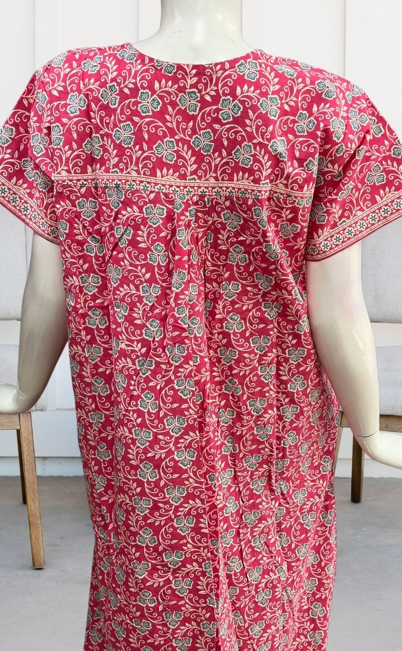 Pink Garden Pure Cotton Nighty. Pure Durable Cotton | Laces and Frills - Laces and Frills