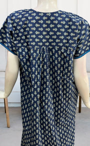 Blue Floral Pure Cotton Nighty. Pure Durable Cotton | Laces and Frills - Laces and Frills