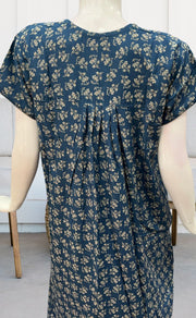 Teal Blue Floral Garden Spun Nighty. Flowy Spun Fabric | Laces and Frills - Laces and Frills