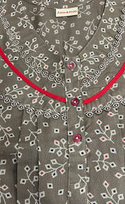 Beige Leafy Spun Nighty. Flowy Spun Fabric | Laces and Frills - Laces and Frills