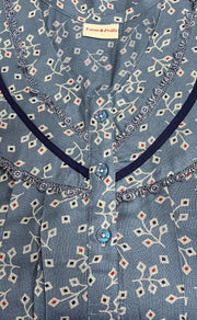 Grey Leafy Spun Nighty. Flowy Spun Fabric | Laces and Frills - Laces and Frills