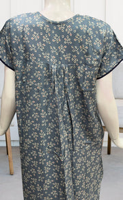 Grey Leafy Spun Nighty. Flowy Spun Fabric | Laces and Frills - Laces and Frills