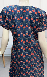 Blue Floral Pure Cotton Nighty. Pure Durable Cotton | Laces and Frills - Laces and Frills