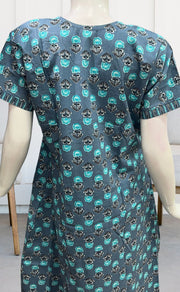 Sea Green Floral Pure Cotton Nighty. Pure Durable Cotton | Laces and Frills - Laces and Frills