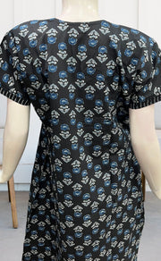 Black Floral Pure Cotton Nighty. Pure Durable Cotton | Laces and Frills - Laces and Frills
