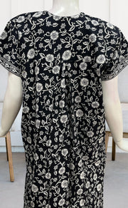 Black Garden Floral Pure Cotton Nighty. Pure Durable Cotton | Laces and Frills - Laces and Frills
