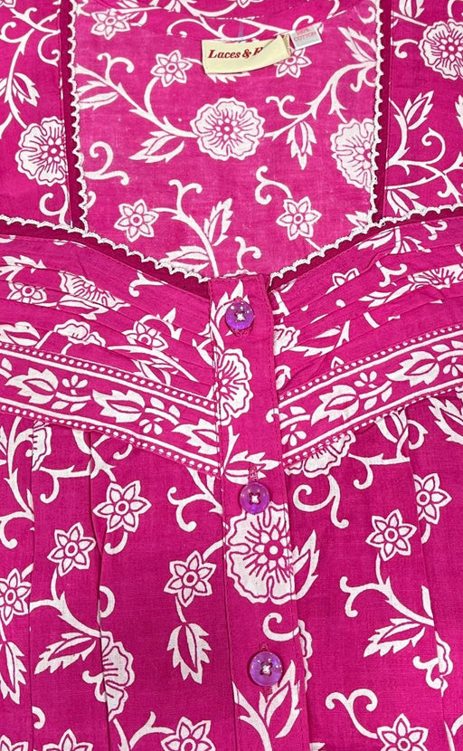 Pink Floral Pure Cotton Nighty. Pure Durable Cotton | Laces and Frills - Laces and Frills