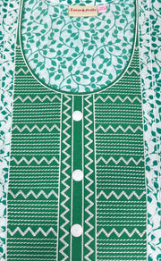 White/Green Garden Pure Cotton Nighty. Pure Durable Cotton | Laces and Frills - Laces and Frills