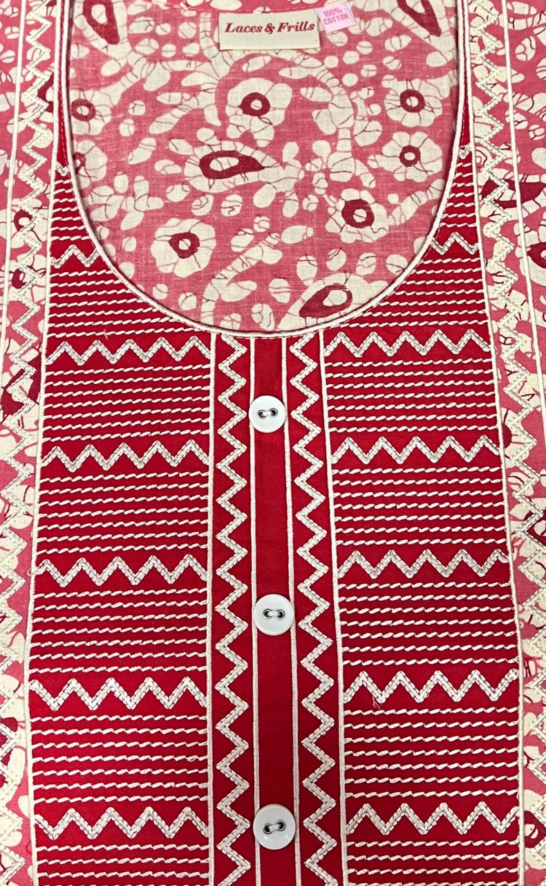 Pink Batik Pure Cotton Nighty. Pure Durable Cotton | Laces and Frills - Laces and Frills