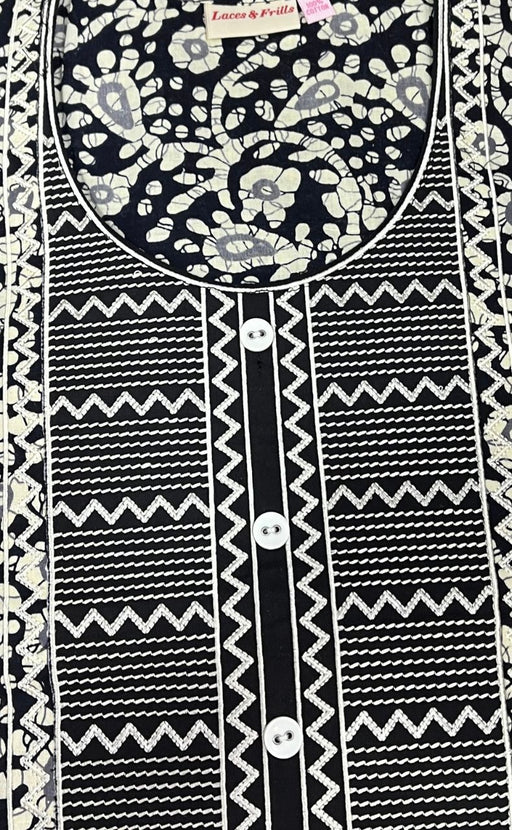 Black Batik Pure Cotton Nighty. Pure Durable Cotton | Laces and Frills - Laces and Frills