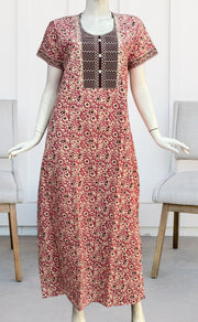 Onion Pink Batik Pure Cotton Nighty. Pure Durable Cotton | Laces and Frills - Laces and Frills