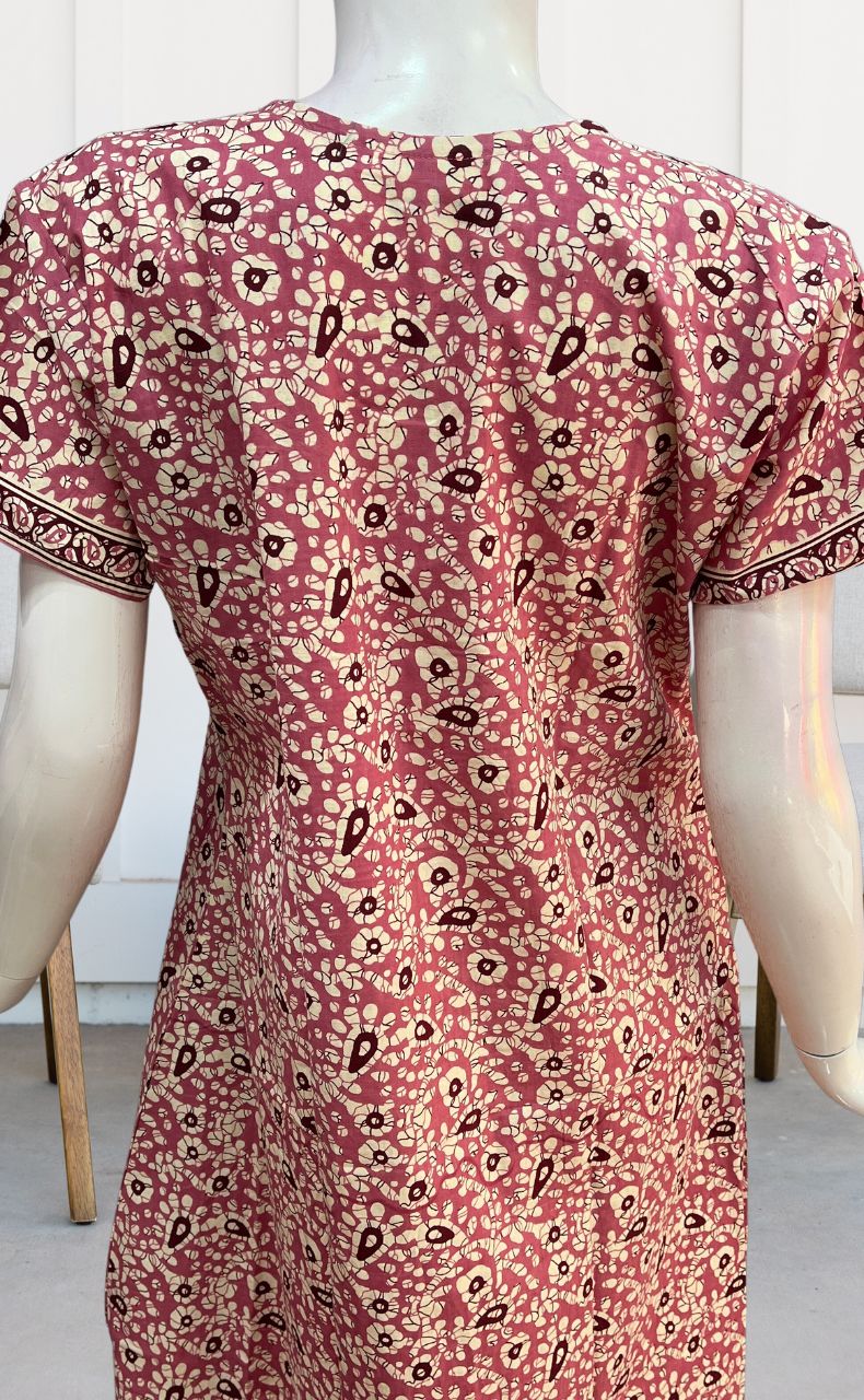 Onion Pink Batik Pure Cotton Nighty. Pure Durable Cotton | Laces and Frills - Laces and Frills
