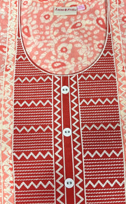 Peach Batik Pure Cotton Nighty. Pure Durable Cotton | Laces and Frills - Laces and Frills