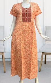 Peach Batik Pure Cotton Nighty. Pure Durable Cotton | Laces and Frills - Laces and Frills