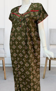 Olive Green Flora Spun Nighty. Flowy Spun Fabric | Laces and Frills - Laces and Frills