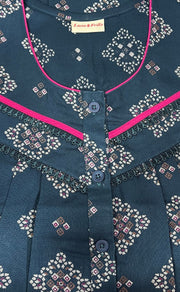 Teal Blue Flora Spun Nighty. Flowy Spun Fabric | Laces and Frills - Laces and Frills