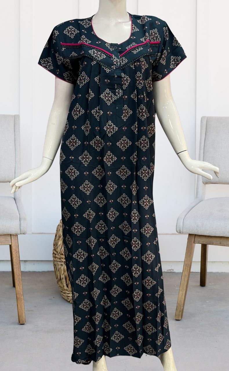 Teal Blue Flora Spun Nighty. Flowy Spun Fabric | Laces and Frills - Laces and Frills