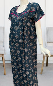 Teal Blue Flora Spun Nighty. Flowy Spun Fabric | Laces and Frills - Laces and Frills