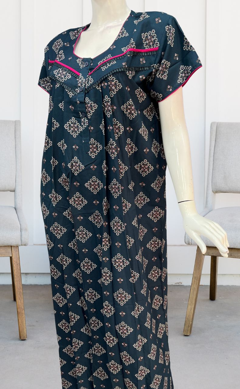 Teal Blue Flora Spun Nighty. Flowy Spun Fabric | Laces and Frills - Laces and Frills