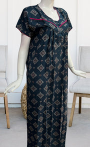 Teal Blue Flora Spun Nighty. Flowy Spun Fabric | Laces and Frills - Laces and Frills