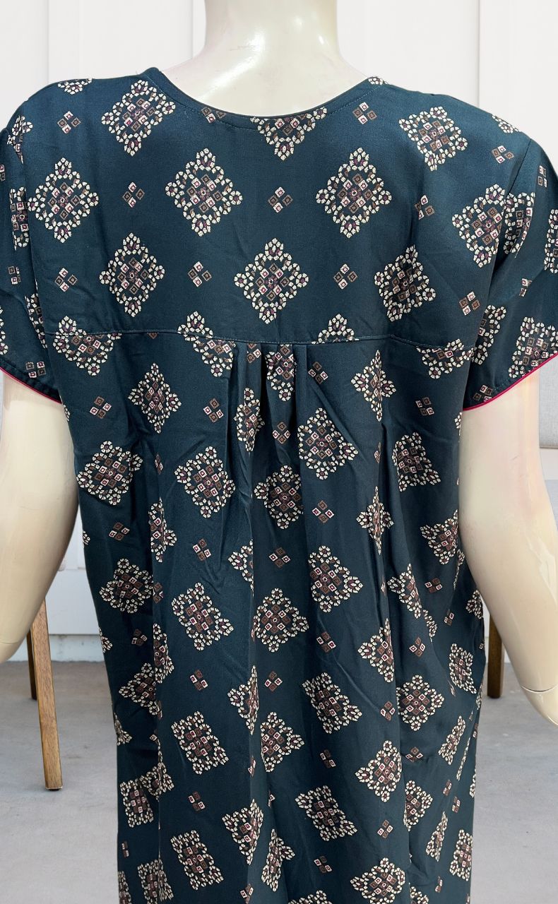 Teal Blue Flora Spun Nighty. Flowy Spun Fabric | Laces and Frills - Laces and Frills