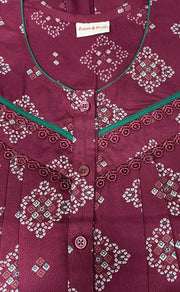 Maroon Flora Spun Nighty. Flowy Spun Fabric | Laces and Frills - Laces and Frills